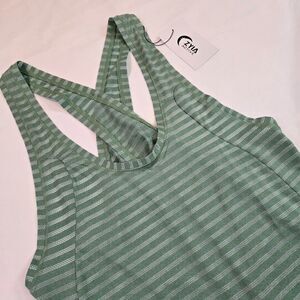 ZYIA Active Women's XXXL (16-18) Forest Nimbus Split Back Tank Top‎ Green NWT